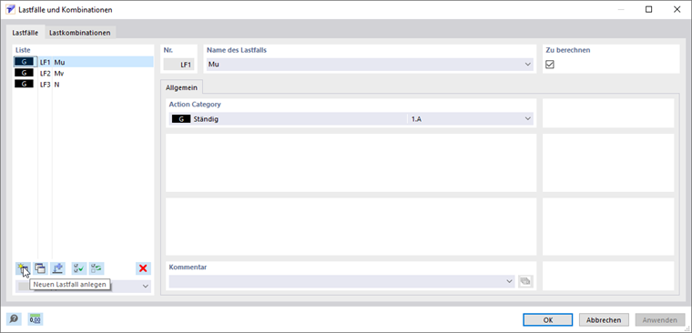 Schaltfläche 'Neu' in Dialog