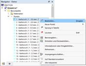 Kontextmenü eines Punktes
