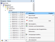 Kontextmenü eines Punktes