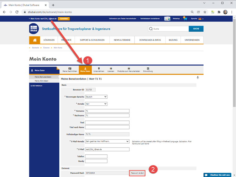 FAQ 005176 | Wie kann ich mein Passwort für das Extranet ändern?