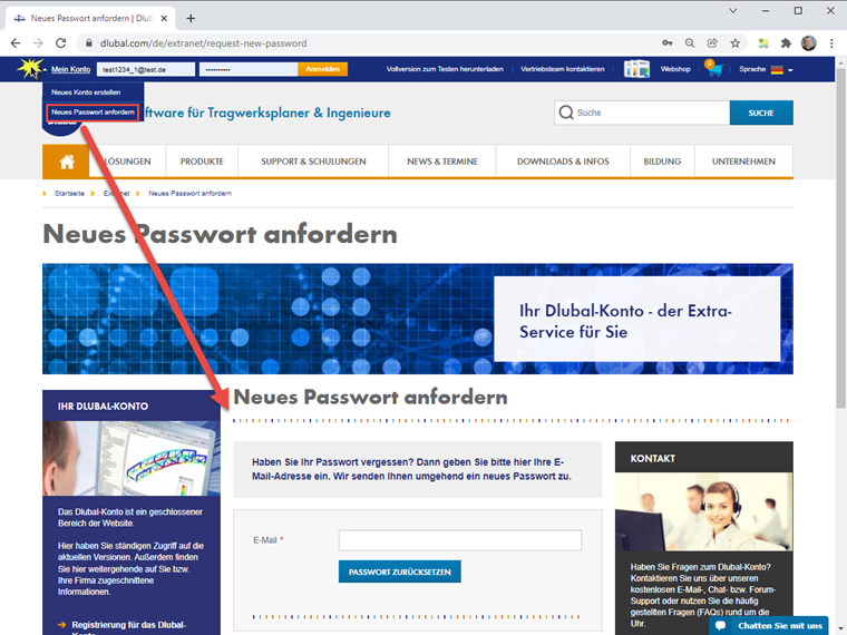 FAQ 005176 | Wie kann ich mein Passwort für das Extranet ändern?
