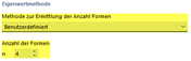 Benutzerdefinierte Anzahl an Eigenformen festlegen