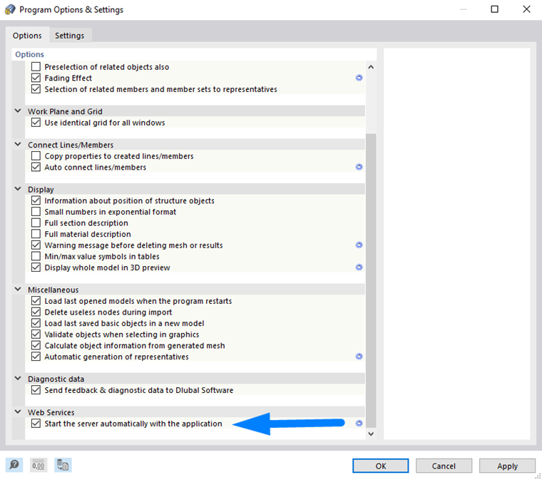 Aktivierung der Webservice-Option in RFEM/RSTAB