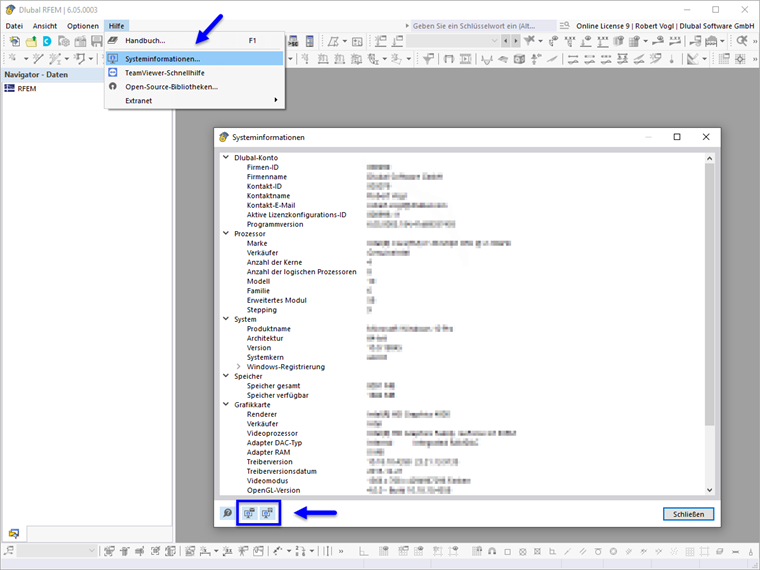 FAQ 005177 | Wie kann ich eine System-Diagnose in RFEM 6/ RSTAB 9 durchführen und dem Kundensupport zusenden?