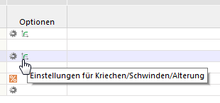 Symbole für Materialien in Spalte 'Optionen'
