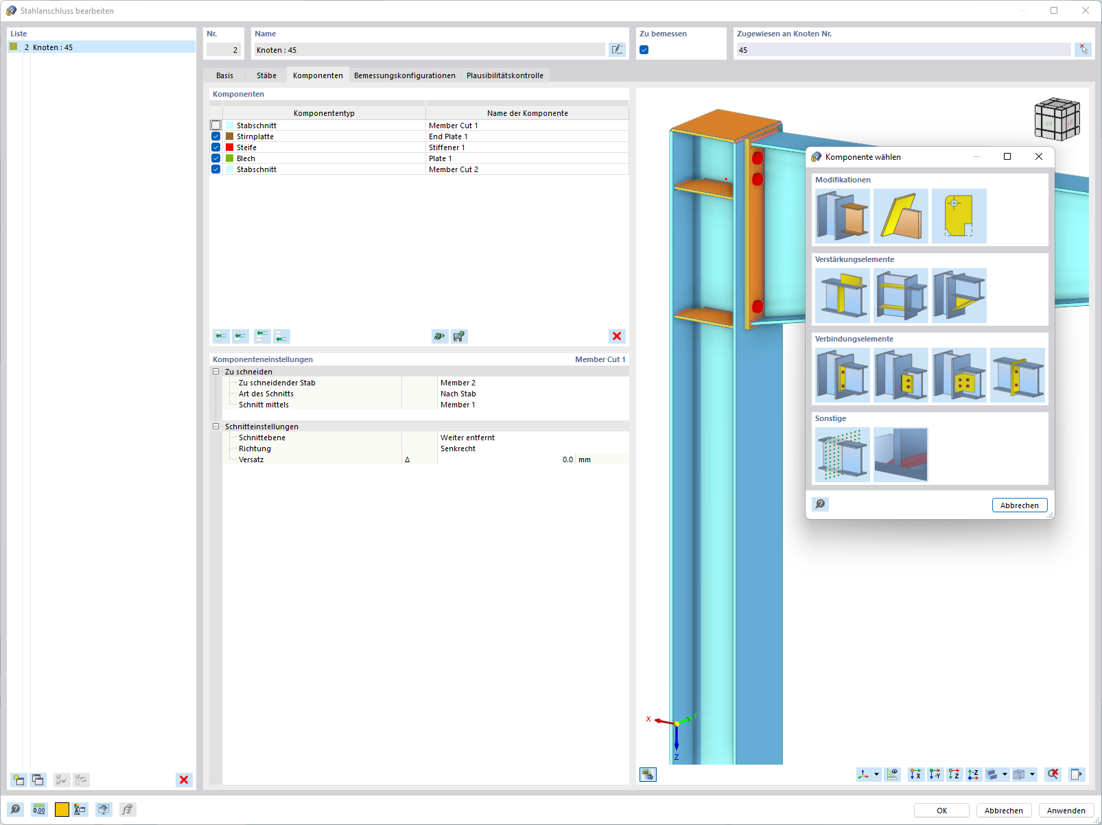Stahlanschlüsse, Komponenten