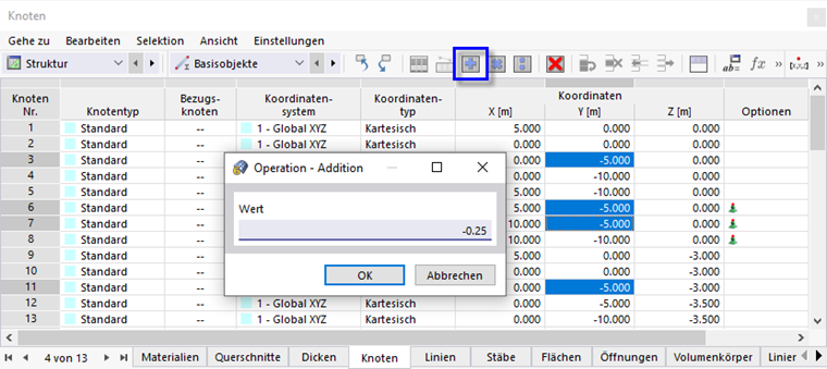 Y-Koordinate einer Selektion anpassen