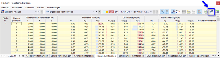 Ergebnistabellen-Manager aufrufen