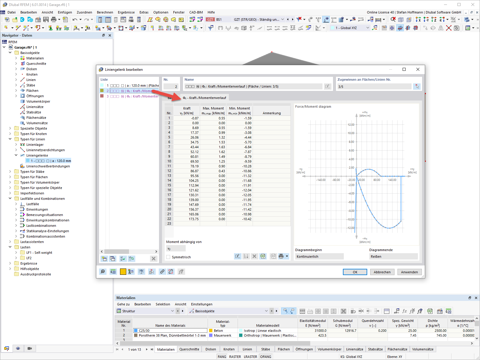 FAQ 005180 | Ich möchte meine Mauerwerkswand gelenkig and die Stahlbetondecke anschließen. Wie erzeuge ich das Liniengelenk am besten?