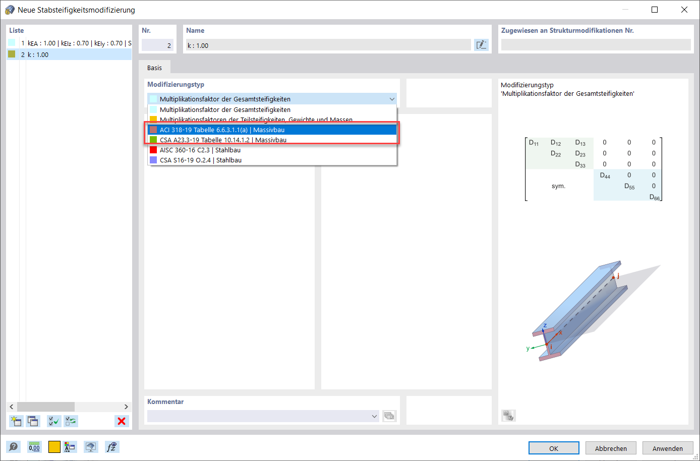 Normen ACI 318-19 und CSA A23.3-19 für den Modifizierungstyp