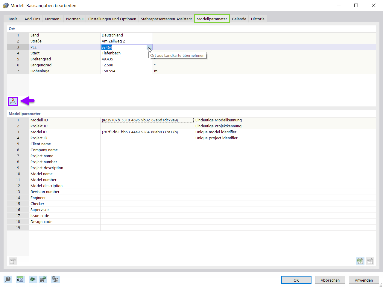 Definition des Bauortes