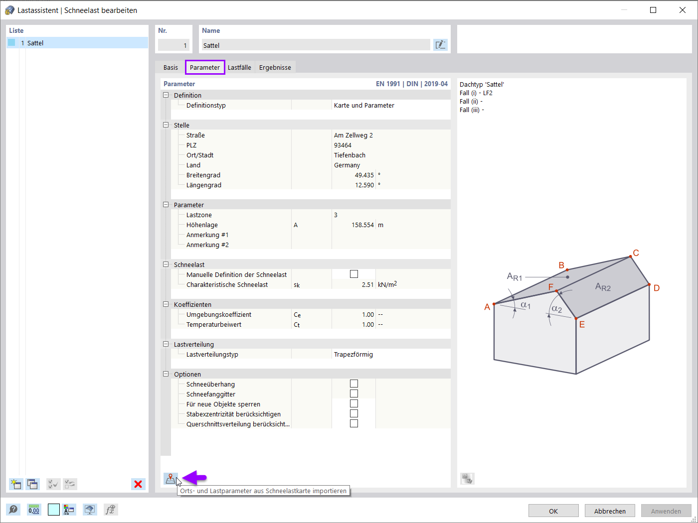 Parameter zur Ermittlung der Schneelast