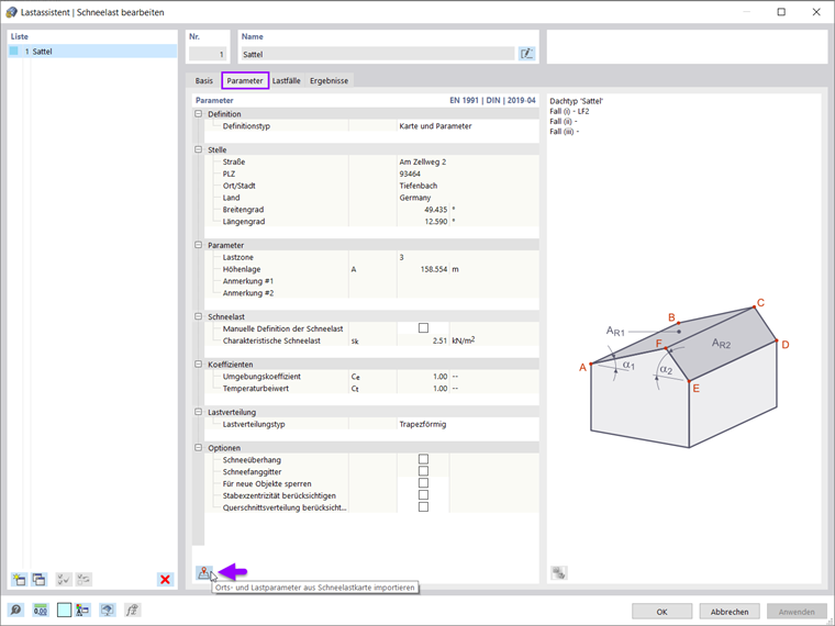 Parameter zur Ermittlung der Schneelast