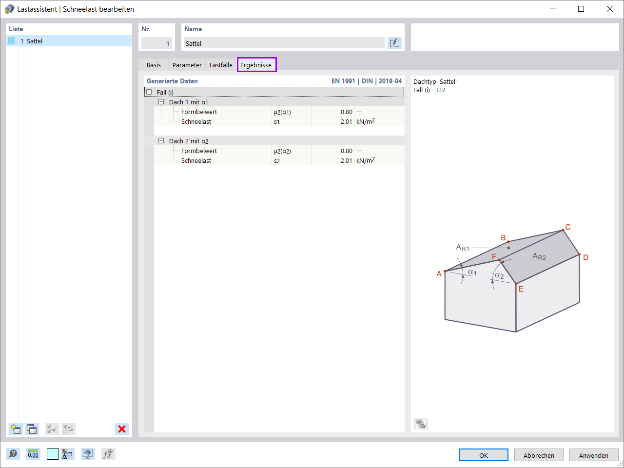 Schneelast - generierte Daten