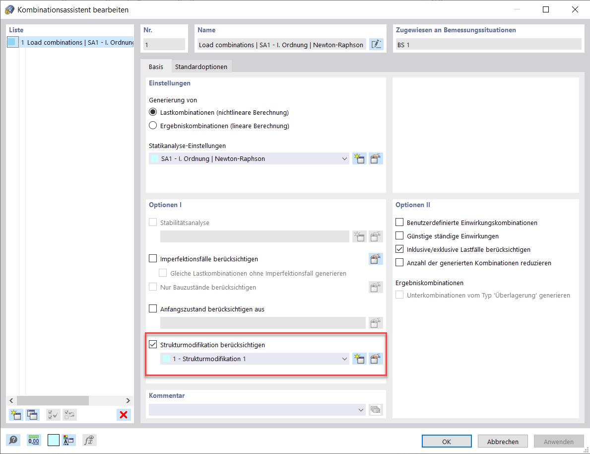 Option zur Steifigkeitsmodifizierung