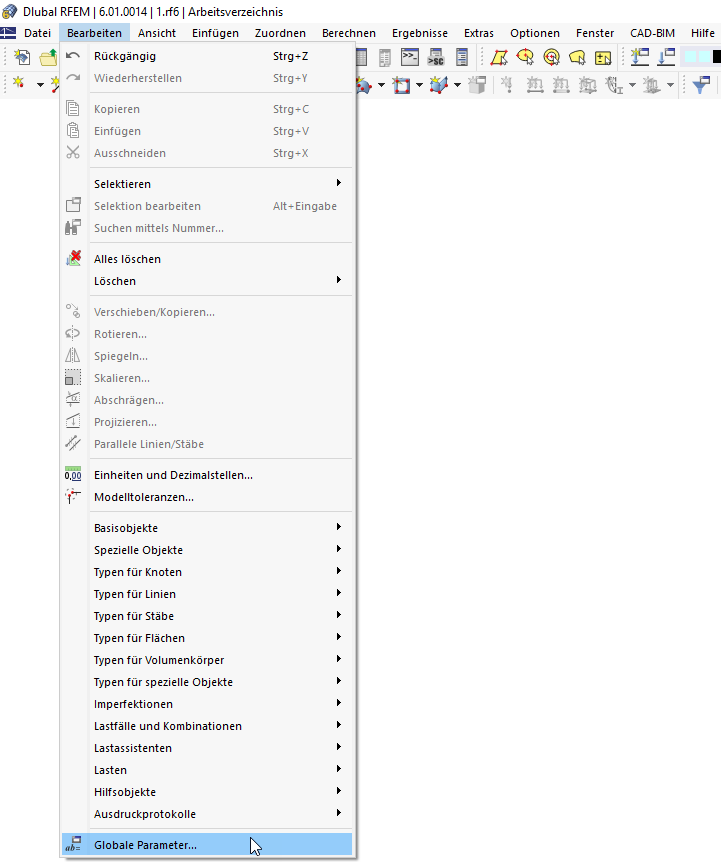 Globale Parameter aufrufen