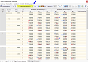 Ergebnisse stabweise in Tabelle für Modalanalyse