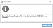 Information nach Ausgabe auf Drucker