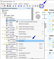 Schaltfläche 'Ausdruckprotokoll bearbeiten' und Kontextmenü