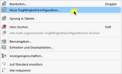 Bemessungskonfiguration über Kontextmenü anlegen
