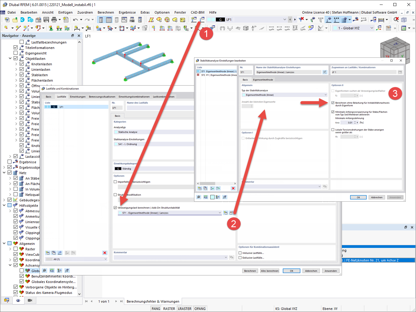 FAQ 005191 | Mein Modell in RFEM 6 ist instabil. Wie kann ich dies korrigieren?