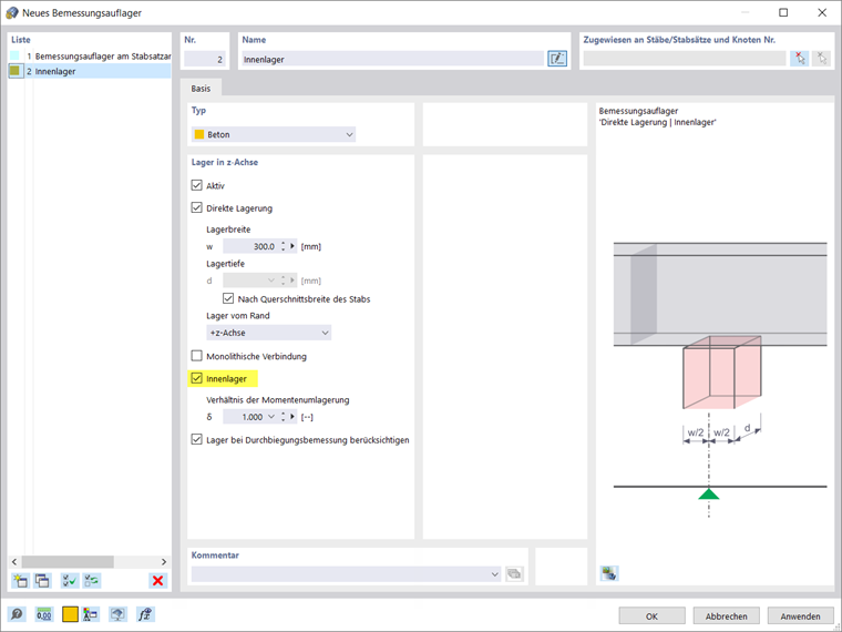 Definition eines Innenlagers