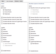 Ergebniszeilen und -spalten für Dokumentation festlegen