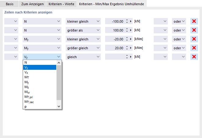 Kriterien für Druckausgabe definieren
