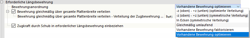 Bewehrungsanordnung für Ermittlung der erforderlichen Längsbewehrung
