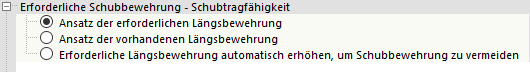 Erforderliche Schubtragbewehrung - Schubtragfähigkeit