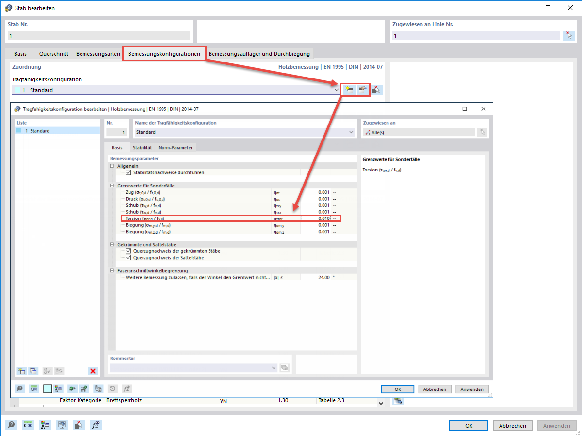 FAQ 005197 | Wie kann ich der Stahlbemessung und der Holzbemessung Torsion vernachlässigt werden?