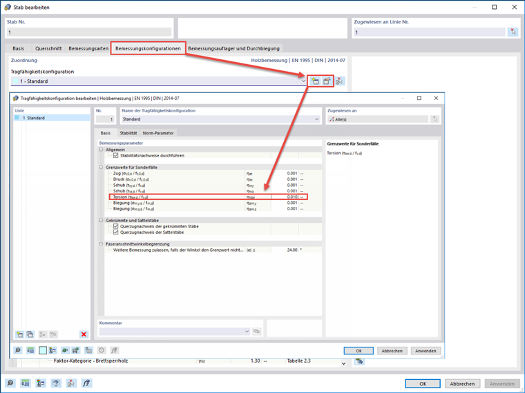 FAQ 005197 | Wie kann ich der Stahlbemessung und der Holzbemessung Torsion vernachlässigt werden?
