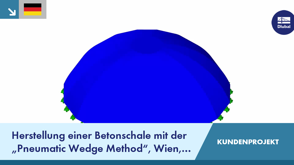 Herstellung einer Betonschale mit der pneumatischen Keilmethode in Wien, Österreich.