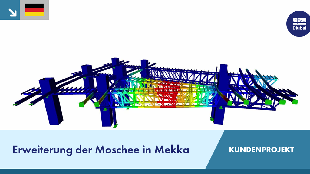 Visualisierung der Erweiterung der Moschee in Mekka, basierend auf einem Kundenprojekt. Die Konstruktion zeigt eindrucksvolle architektonische Details.