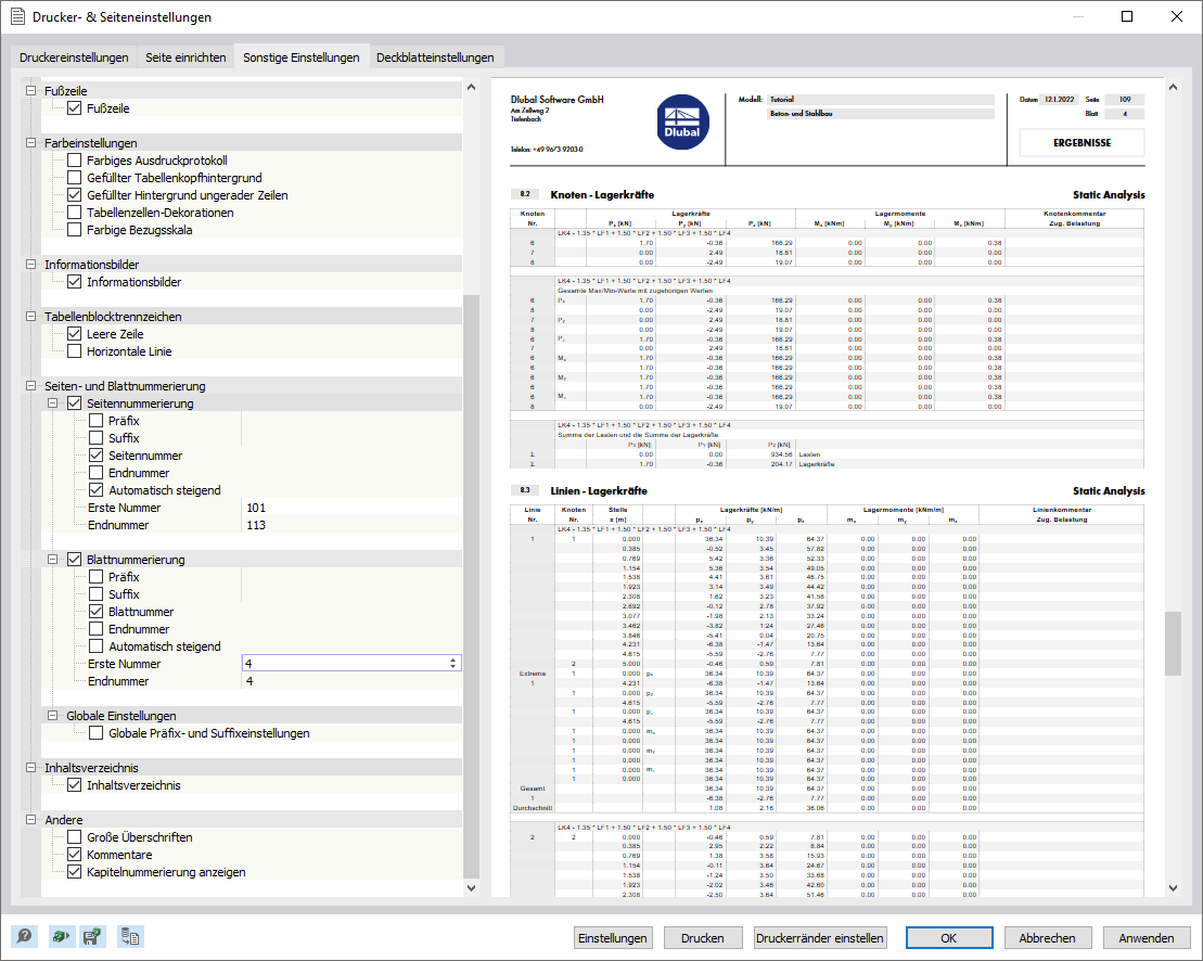 Seiten- und Blattnummerierung festlegen