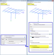 Modalanalyse ohne Strukturmodifikation (links) und mit reduzierten Stützensteifigkeiten (rechts)