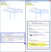 Modalanalyse ohne Strukturmodifikation (links) und mit reduzierten Stützensteifigkeiten (rechts)