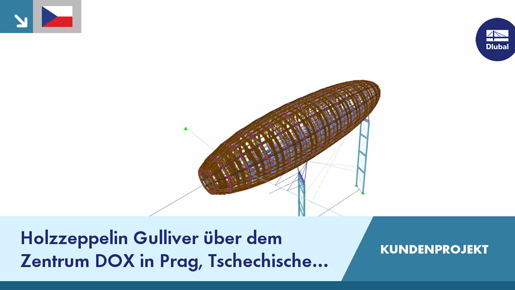 Holzzeppelin Gulliver thront auf dem Dach des DOX-Zentrums in Prag, Tschechien.