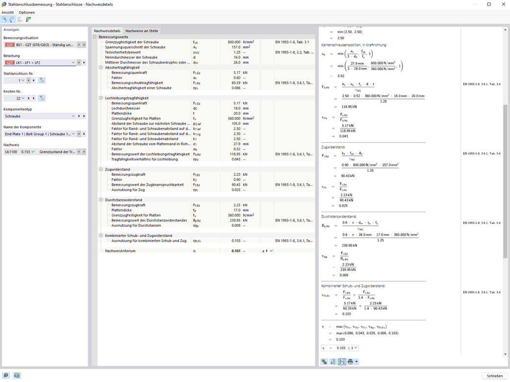 Stahlanschlüsse | Nachweisdetails