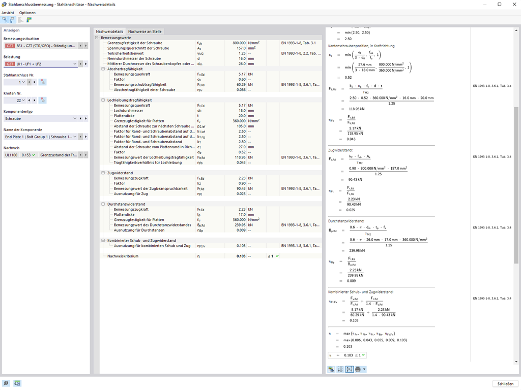 Stahlanschlüsse | Nachweisdetails