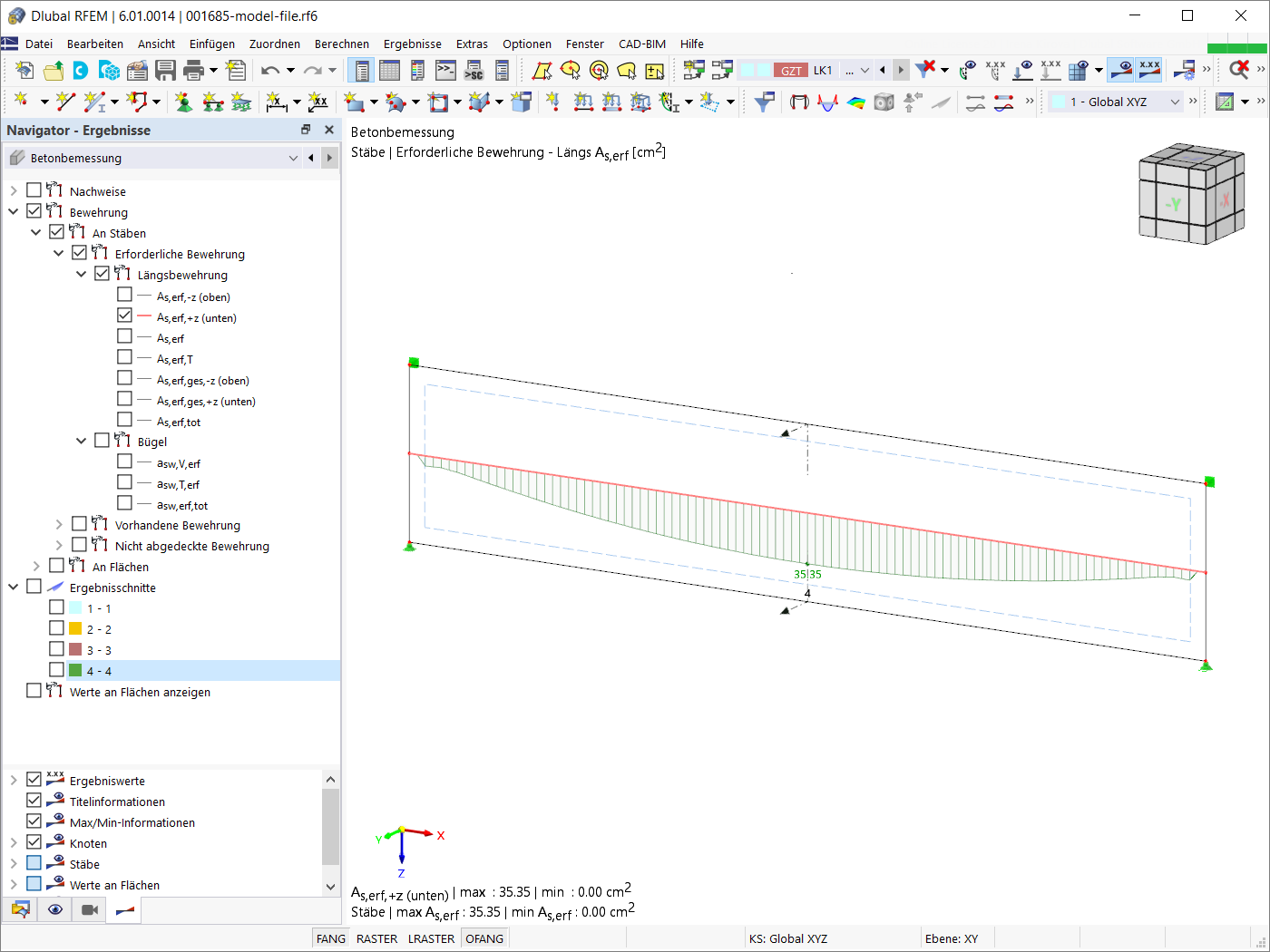 Ergebnisse am Ergebnisstab