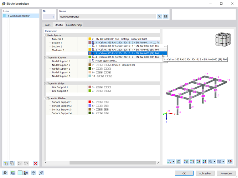 Änderung des Blocks