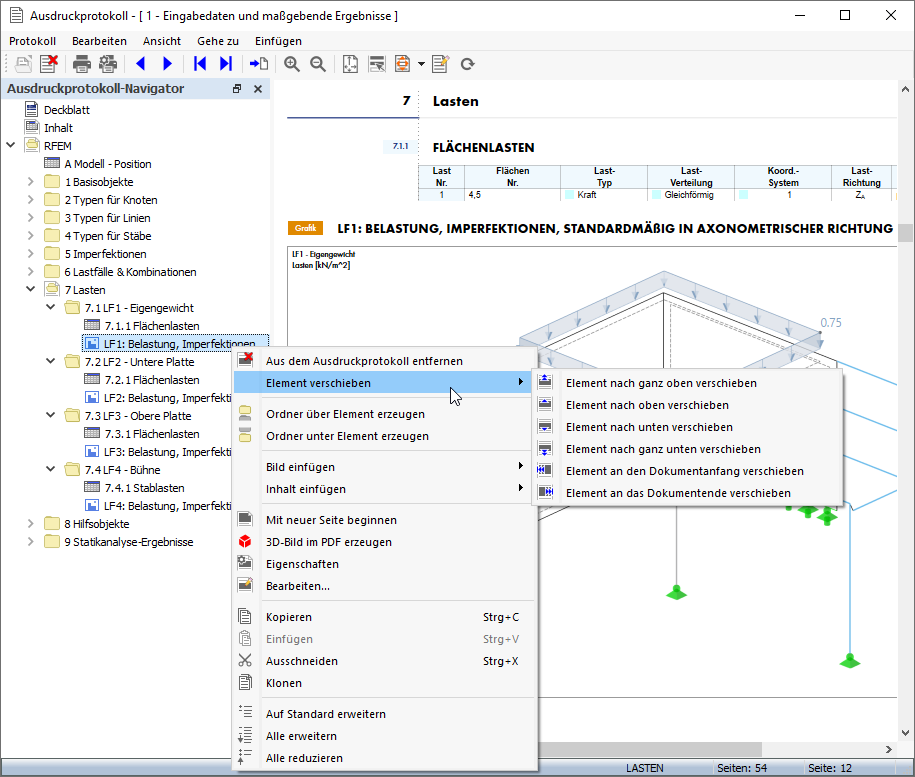 Kontextmenü 'Element verschieben'