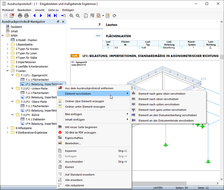 Kontextmenü 'Element verschieben'