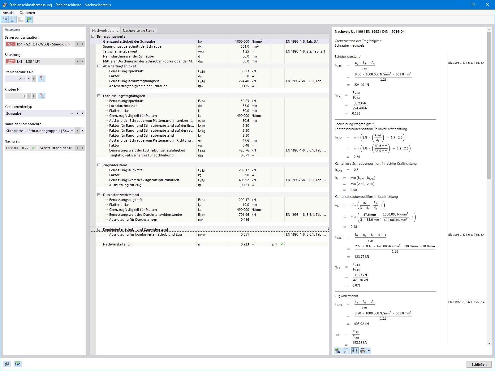 Schrauben Nachweisdetails
