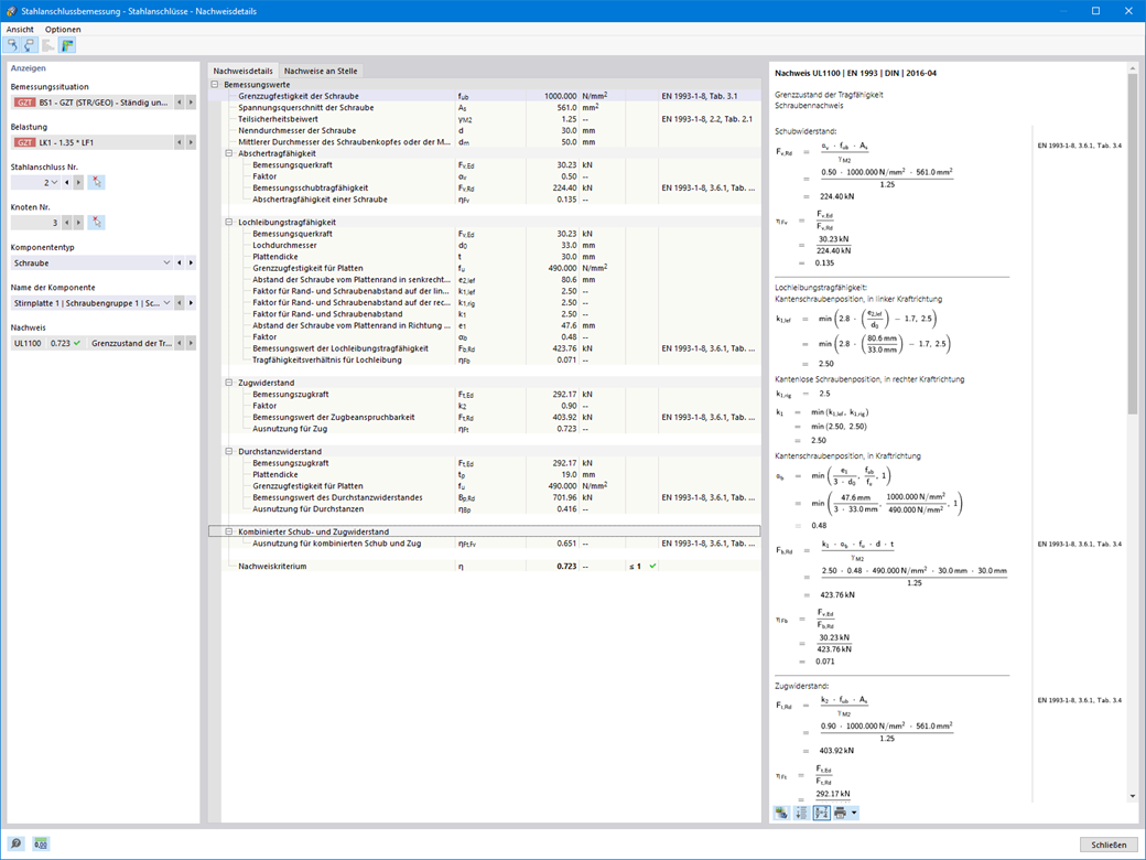 Schrauben Nachweisdetails