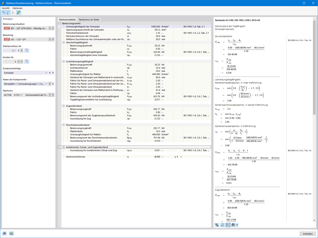 Schrauben Nachweisdetails