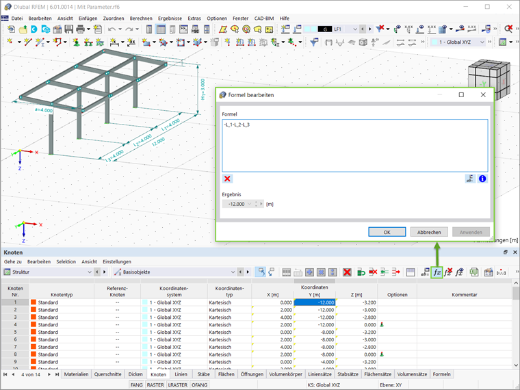 In Formeln verwendete globale Parameter