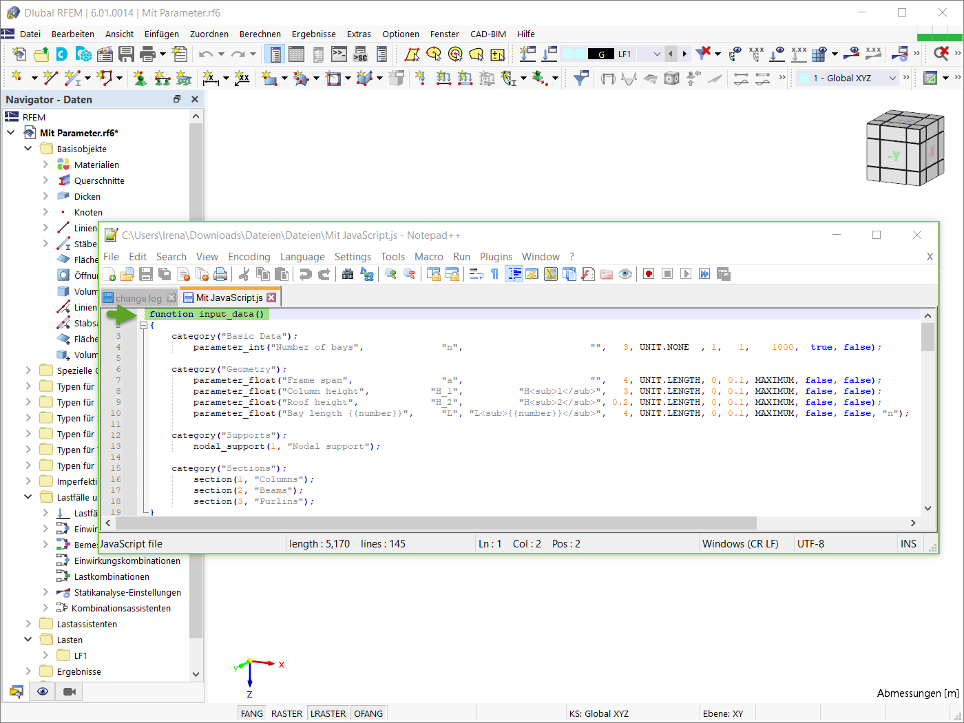 JavaScript-Datei: Funktion „input_data()“