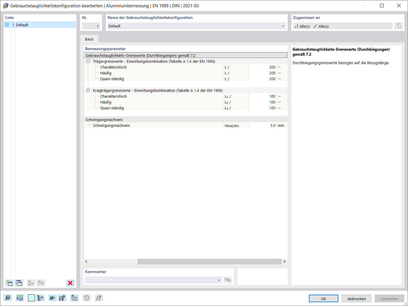 Gebrauchstauglichkeitskonfiguration